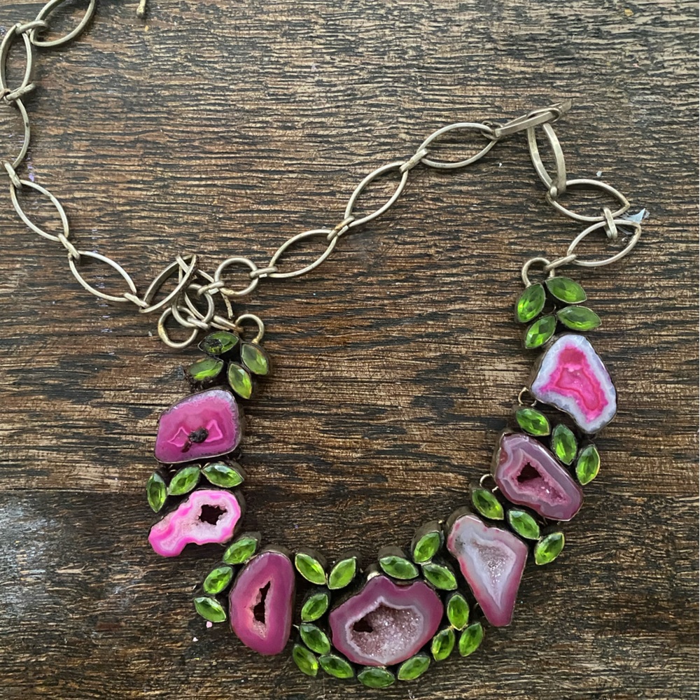Pink and Green watermelon tourmaline Gemstone Necklace